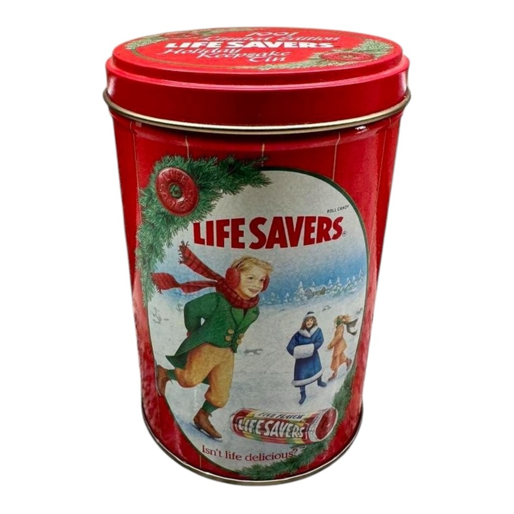 Life Savers Holiday Keepsake Tin Limited Edition 1991 Ice Skating vintage